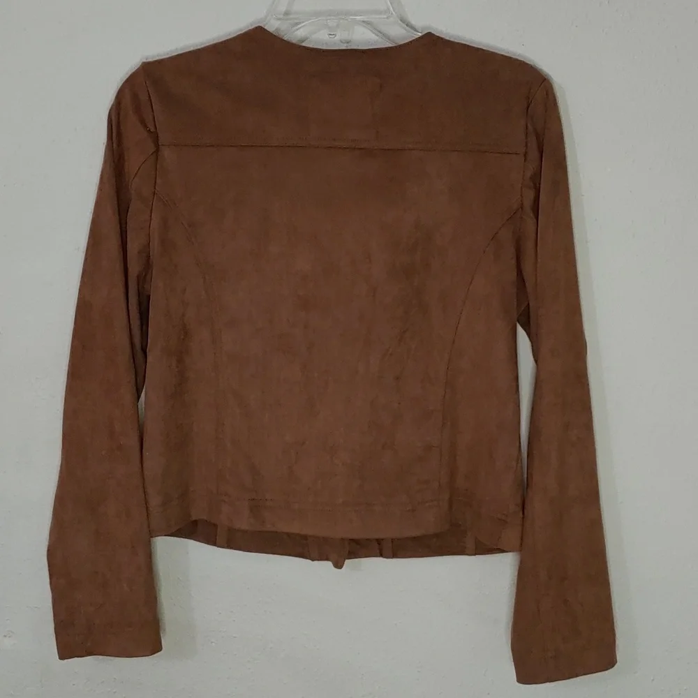 Justice Girls Size 16/18 Faux Leather Jacket with Fringe accents at collar bones